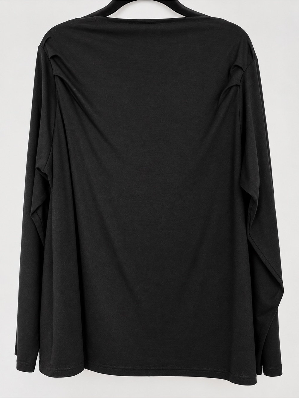 Black Long Sleeve Draped Top 2X Soft Stretch